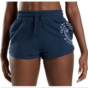 Gymshark Legacy Graphic Sweat Athletic Athleisure Cozycore Shorts Navy Blue